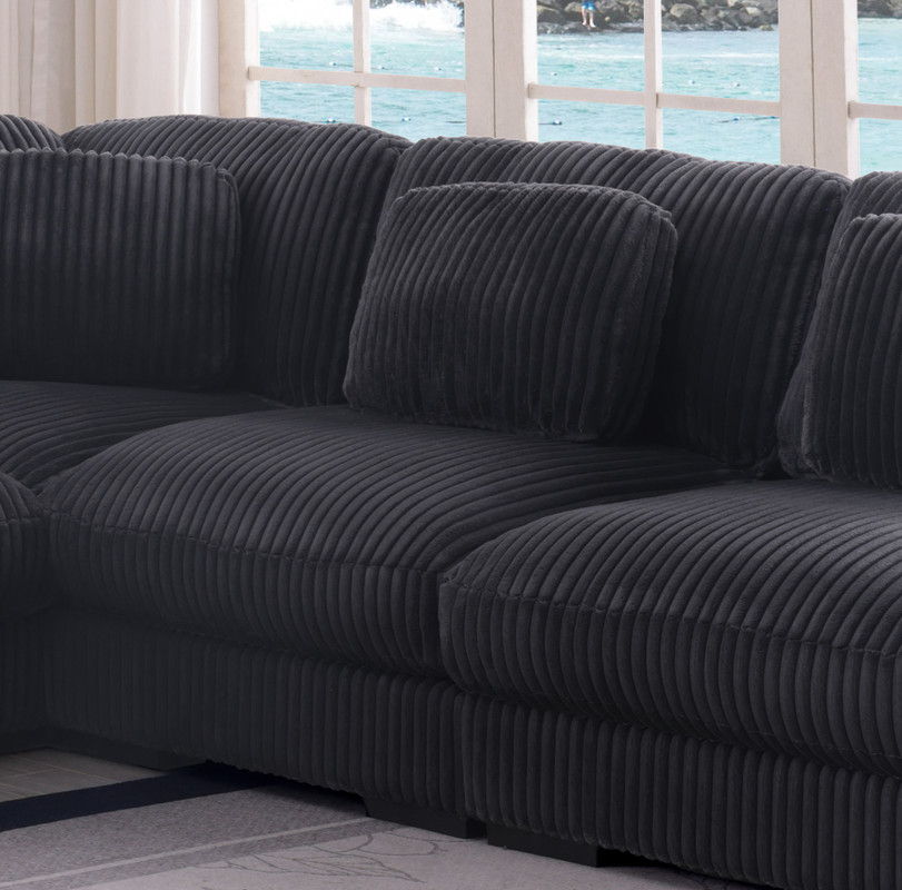 Sloane 151"W Charcoal Corduroy Fabric Reversible L-Shape Modular Sectional Sofa
