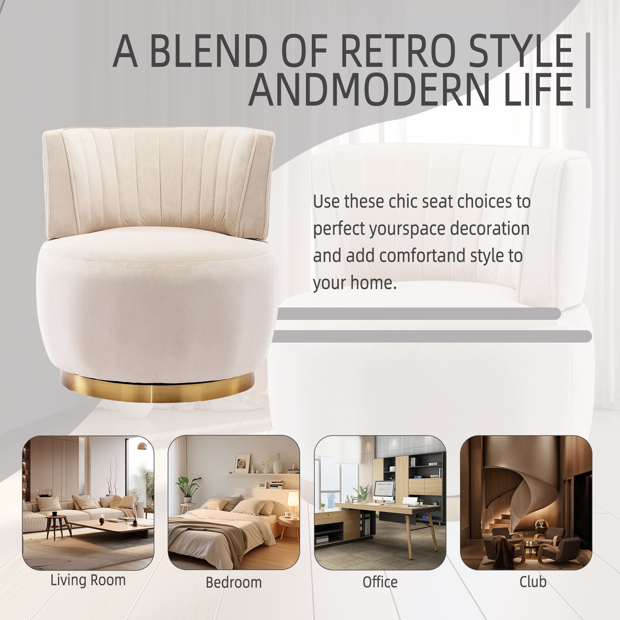 360 Degree Swivel Cuddle Barrel Accent Sofa Chair