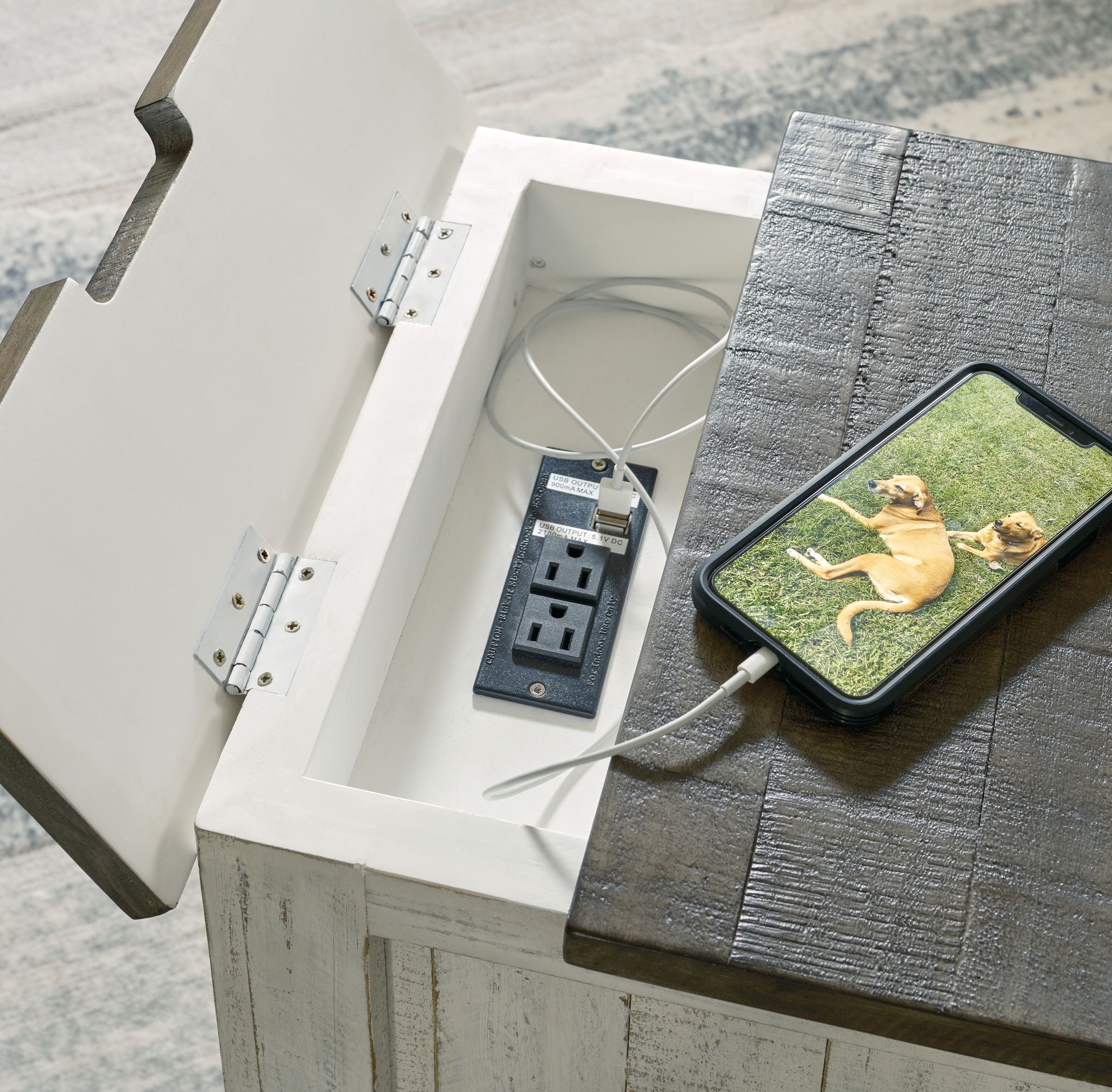 Havalance - Chair Side End Table - White / Gray