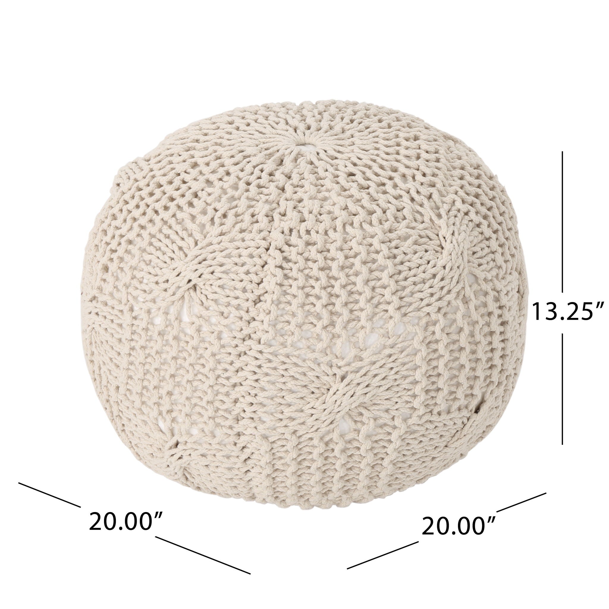 Bordeaux - Knitted Cotton Round Pouf