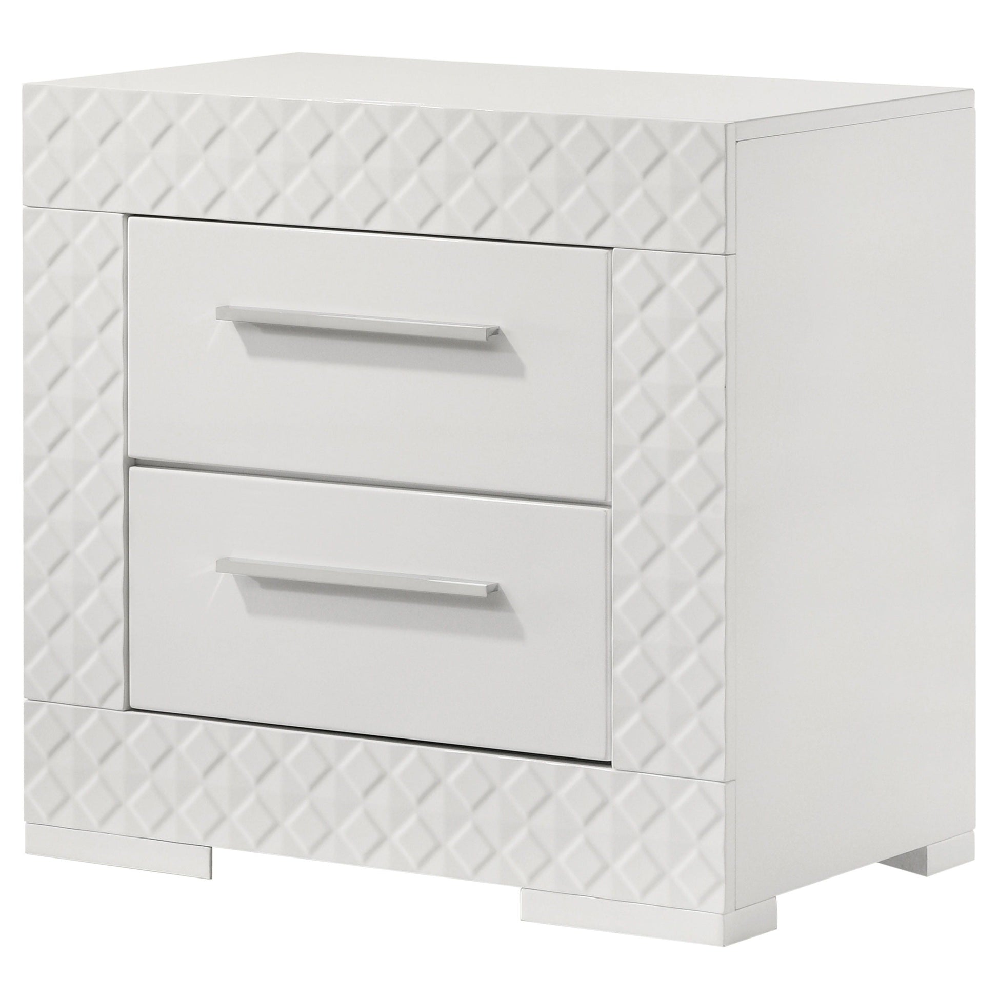 Coaster Fine Furniture Ives - 2-Drawer Nightstand Bedside Table - White High Gloss | Meri Furniture