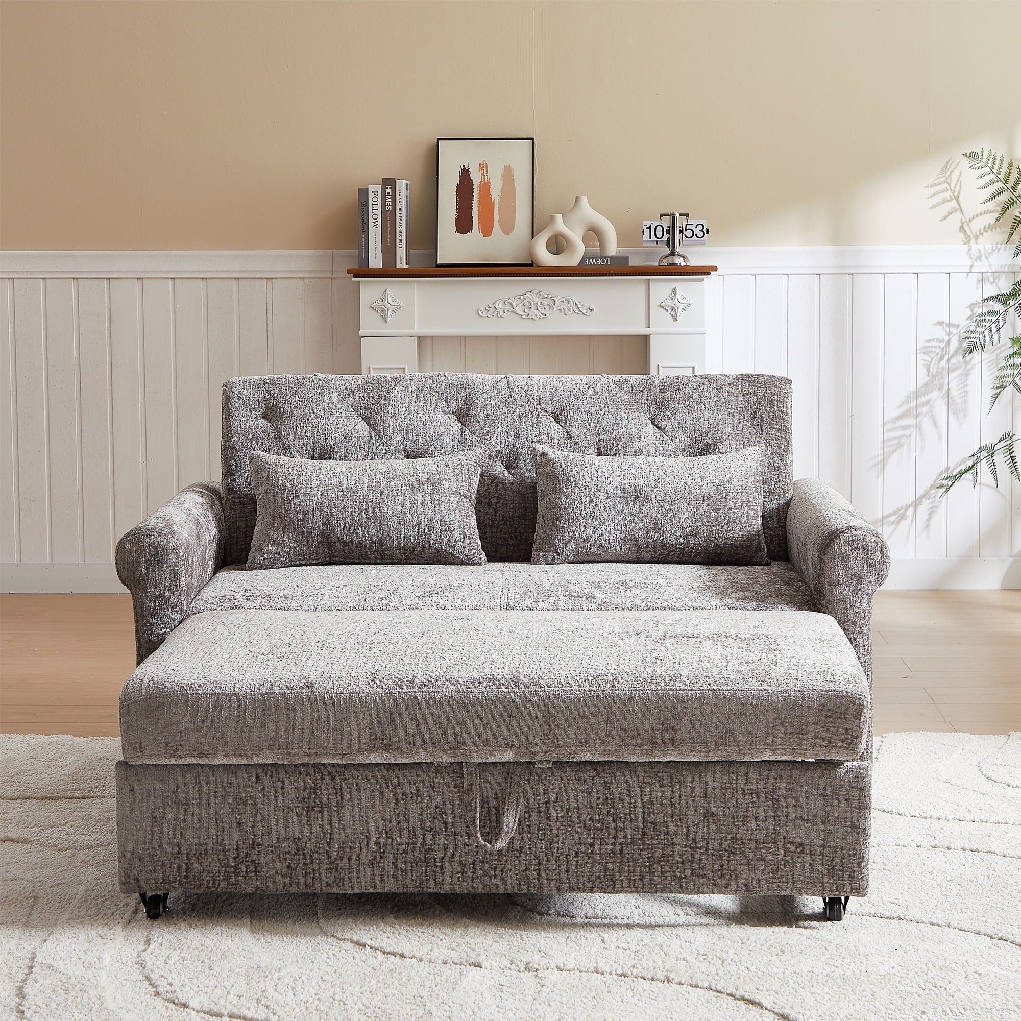 Loveseat Sofa Bed, Pull - Out Couch Sleeper & 2 Pillows