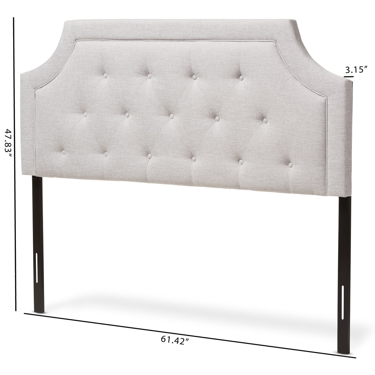 Mars Modern and Contemporary Greyish Beige Fabric King Size Headboard