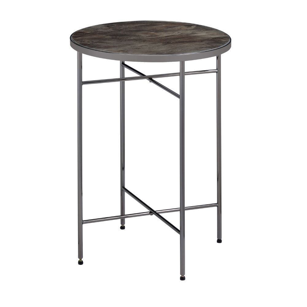 ACME Bage - Accent Table - Glass & Black Nickel | Meri Furniture