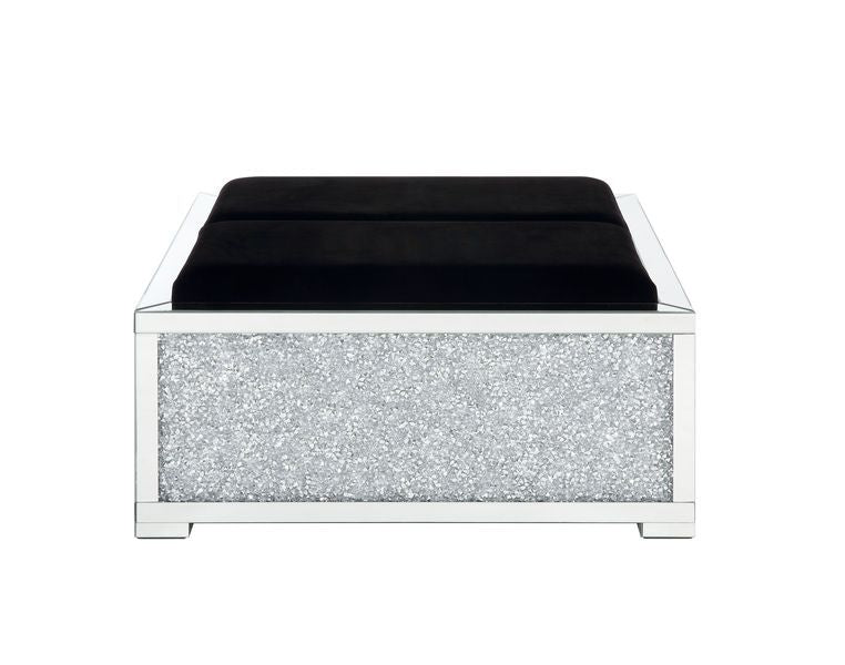 ACME Noralie - Ottoman - Mirrored & Faux Diamonds | Meri Furniture