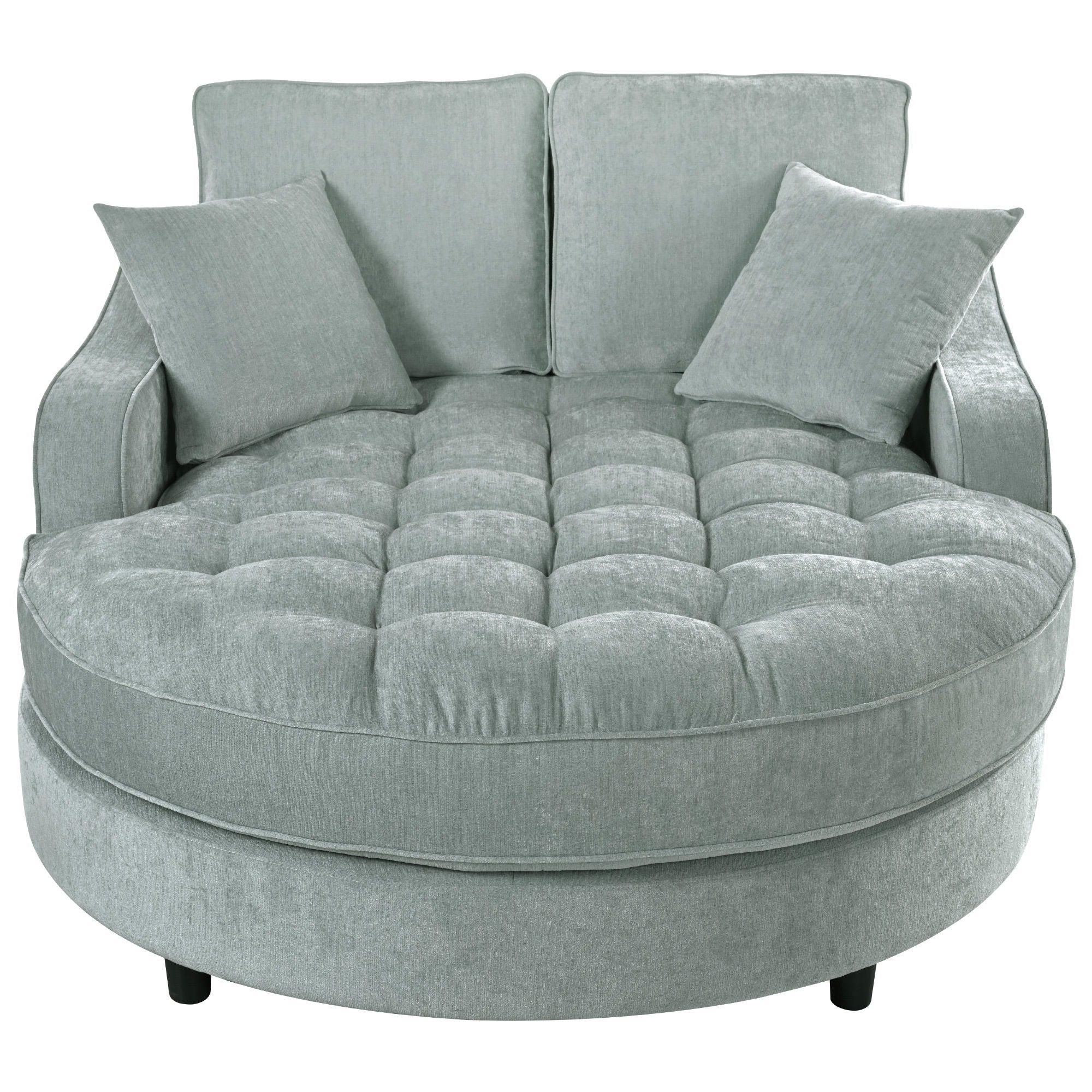 Modern Chaise Lounge Upholstered Sofa Couch With Tufted Seat And Detachable Pillows For Living Room