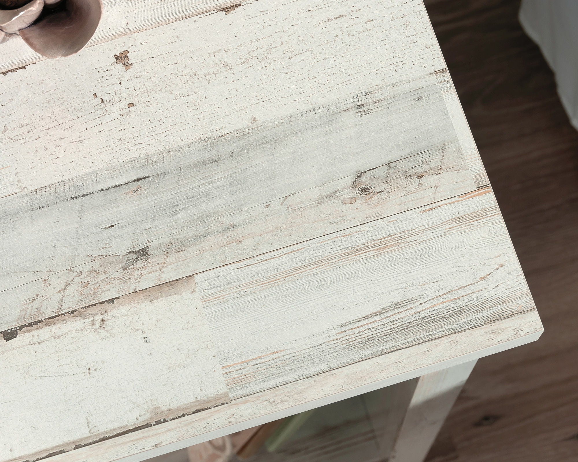 Rustic Night Stand with Drawer in White Plank