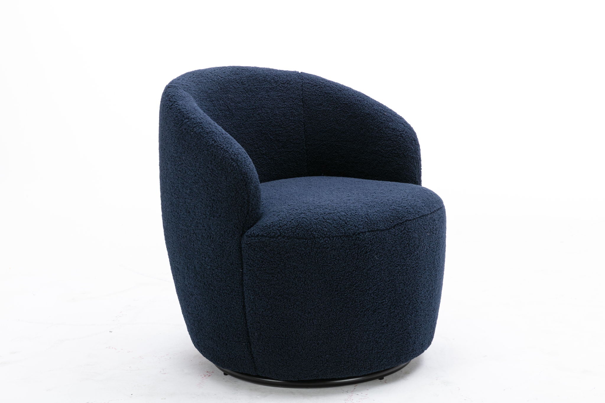 Teddy Fabric Swivel Accent Armchair Barrel Chair With Powder Coating Metal Ring