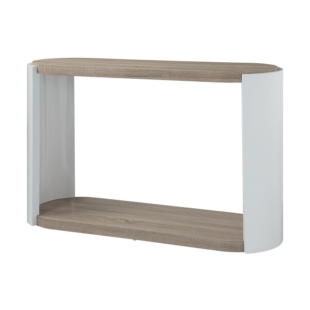 ACME Zoma - Sofa Table - Oak & White High | Meri Furniture