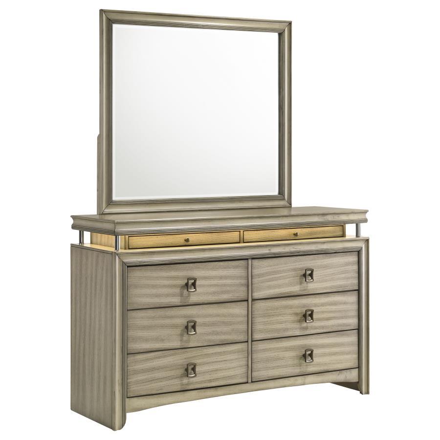Coaster Fine Furniture Giselle - 8-Drawer Dresser With Mirror - Rustic Beige | Meri Furniture