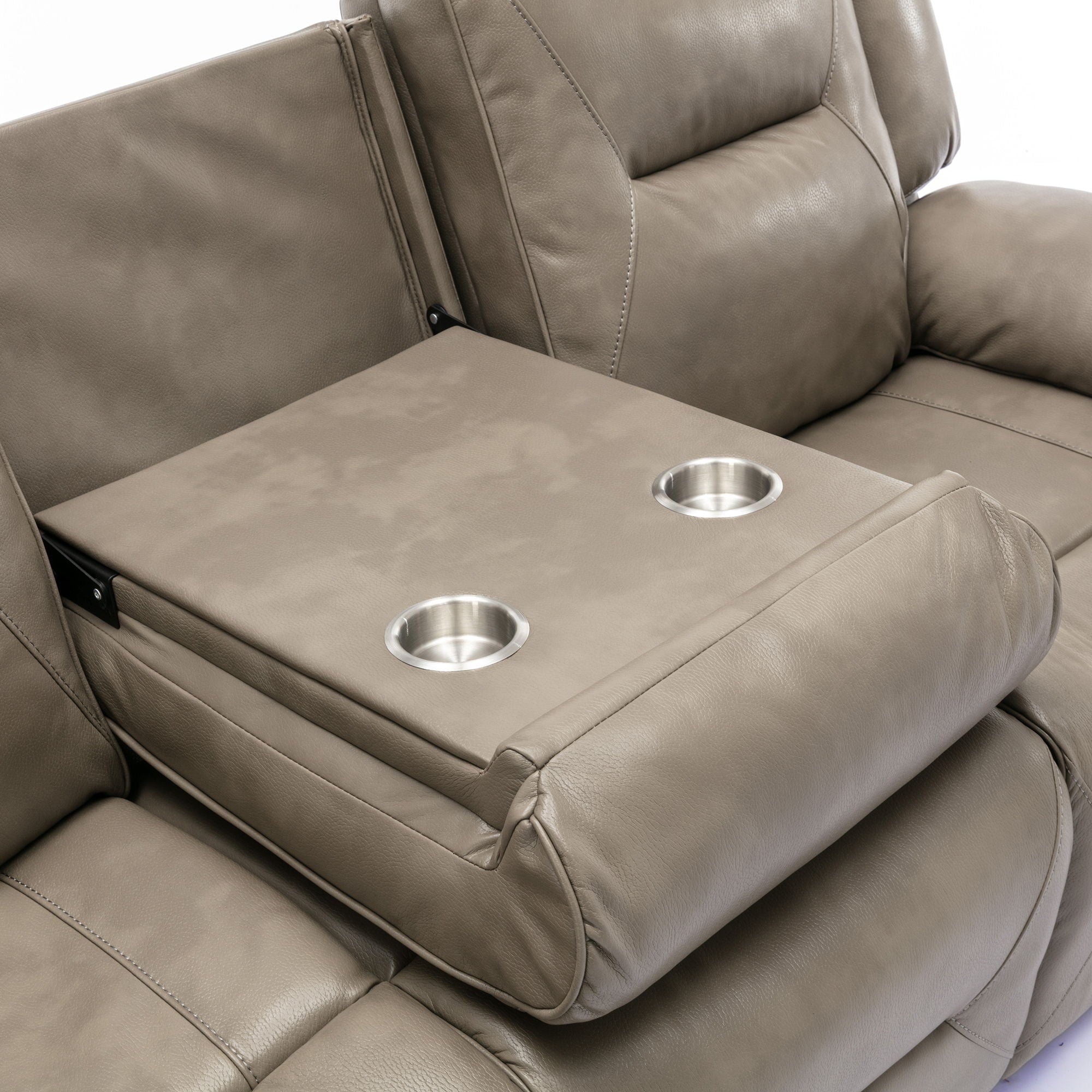 3 Seater Home Theater Recliner Manual Recliner Chair With A LED Light Strip Two Built-In Cup Holders For Living Room