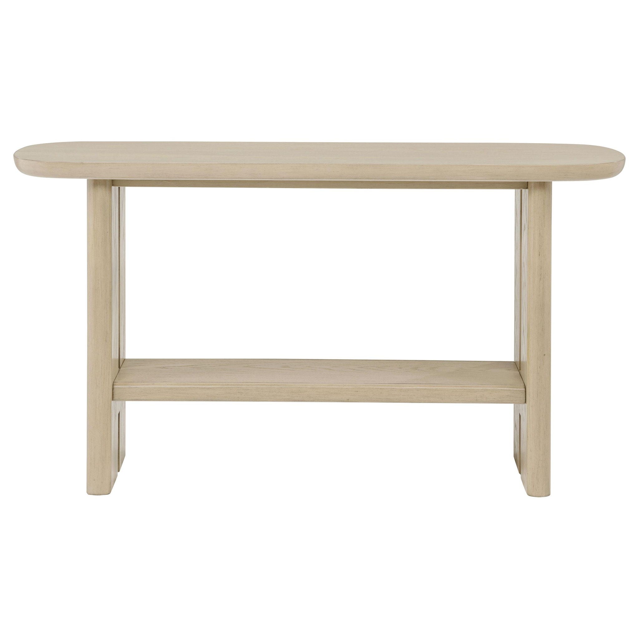 Kailani Coastal Sofa Console Table with Shelf Beige Oak
