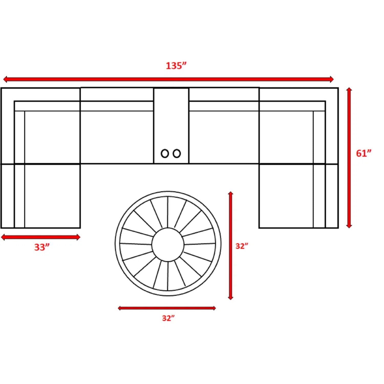 Wicker Outdoor Lounge Set With Cushions And Fire Pit