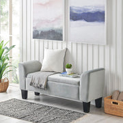 Mila 55"W Gray Velvet Ottoman Bench with Storage