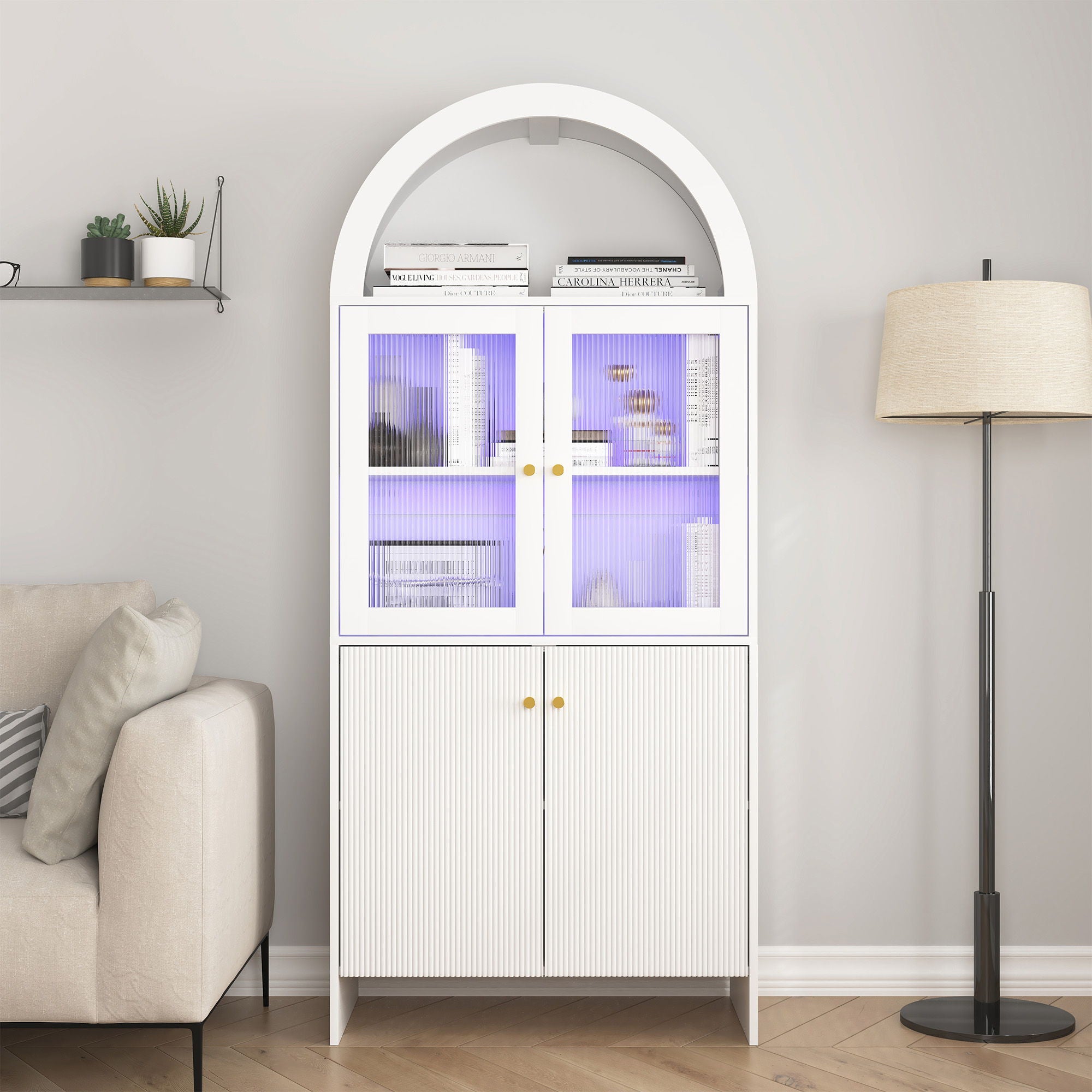 Modern Tech Inspired Dome Cabinet With LED Lighting