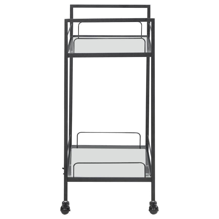 Coaster Fine Furniture Curltis - 2-Tier Rectangular Glass Shelf Metal Bar Cart - Black | Meri Furniture