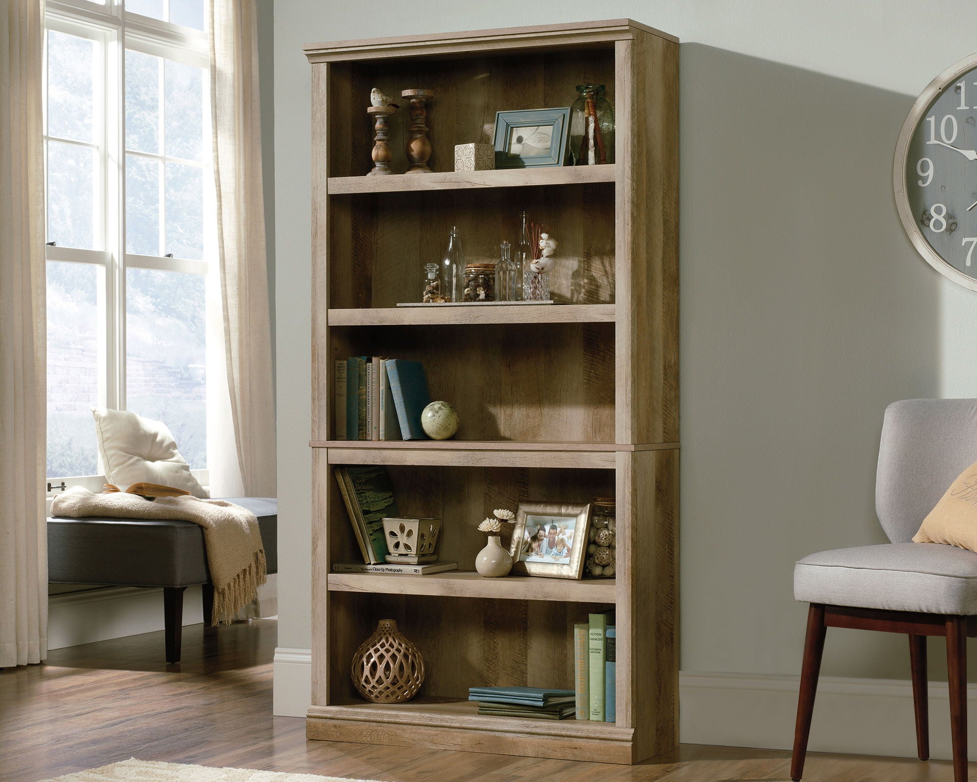 5-Shelf Bookcase Lintel Oak