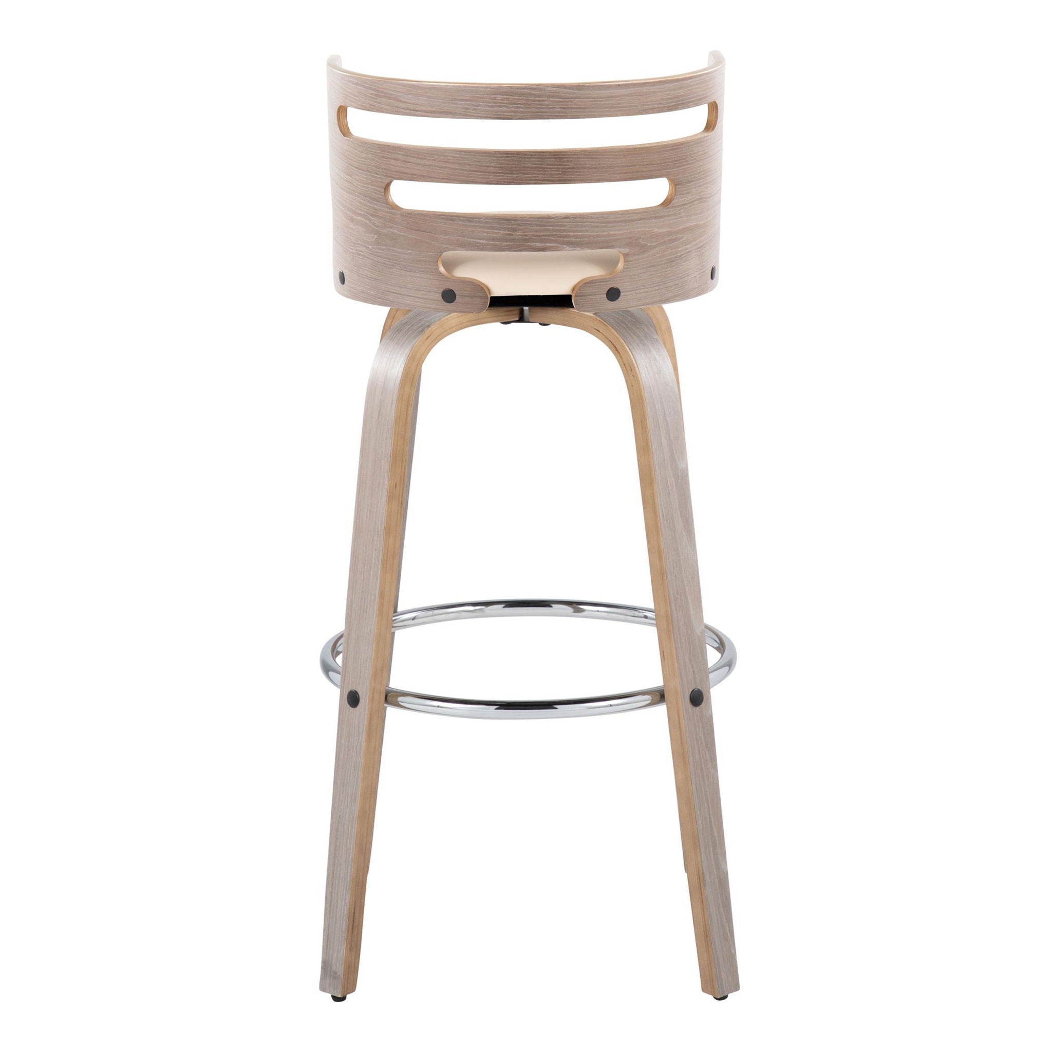 Cosini - Mid Century Modern Fixed Height, Barstool With Swivel With Round Footrest (Set of 2)
