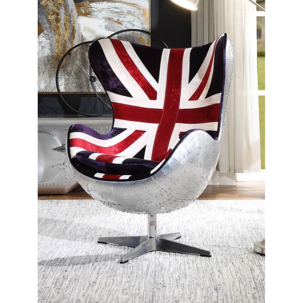ACME Brancaster - Accent Chair - Pattern Fabric & Aluminum | Meri Furniture