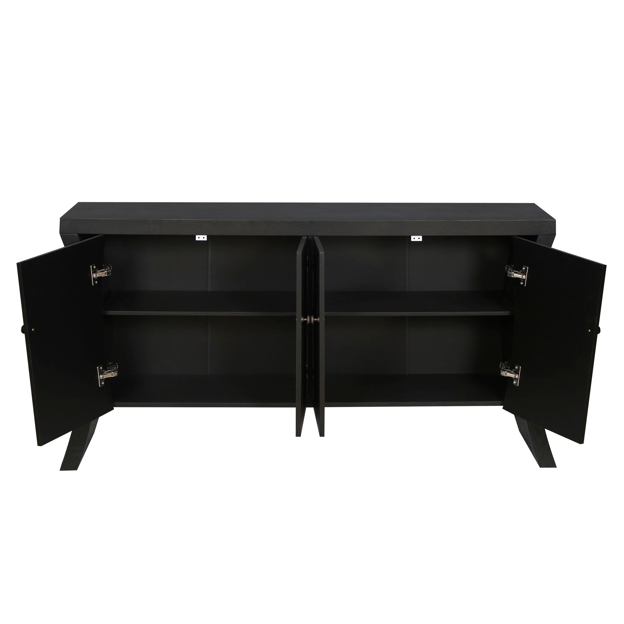 Refined Industrial 4 Door Credenza With Arc Legs & Bronze Clasps