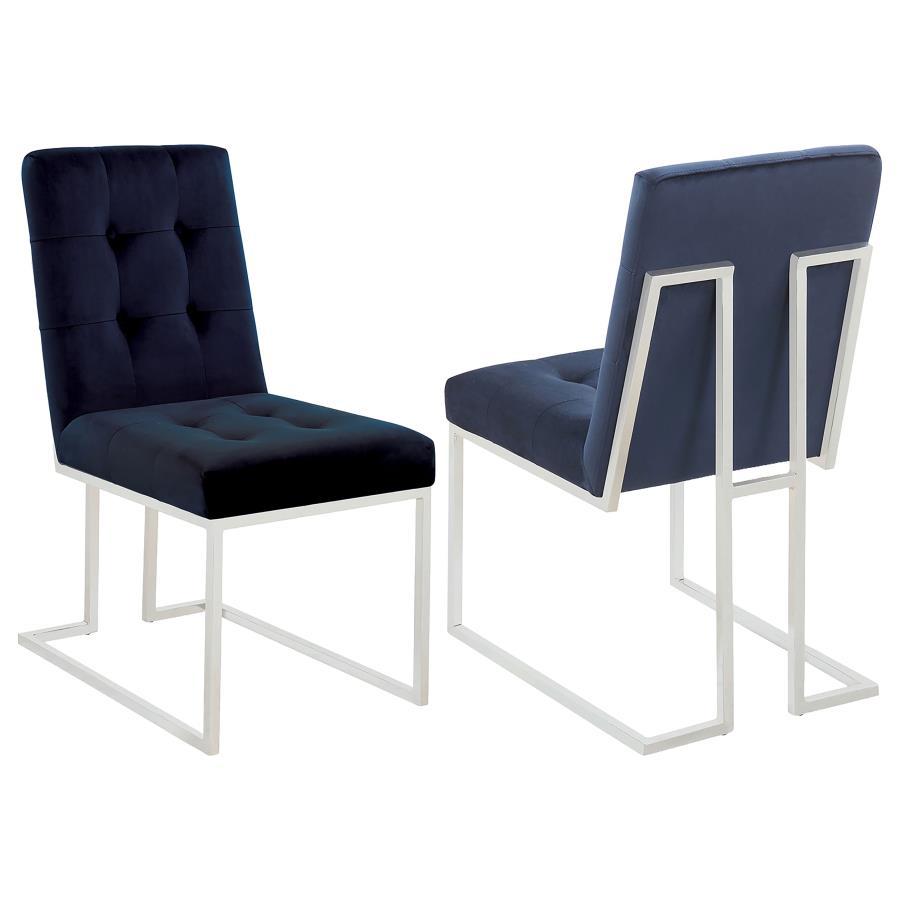 Coaster Fine Furniture Cisco - Velvet Upholstered Dining Side Chair (Set of 2) - Chrome | Meri Furniture