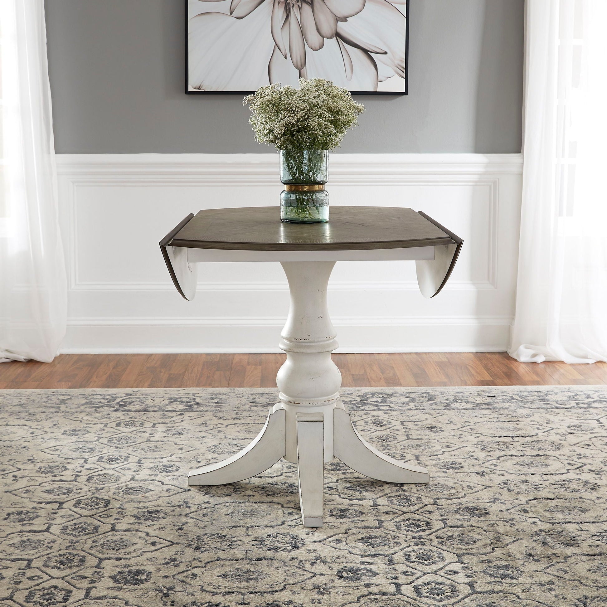 Liberty Furniture Magnolia Manor - 3 Piece Drop Leaf Table Set - White | Meri Furniture