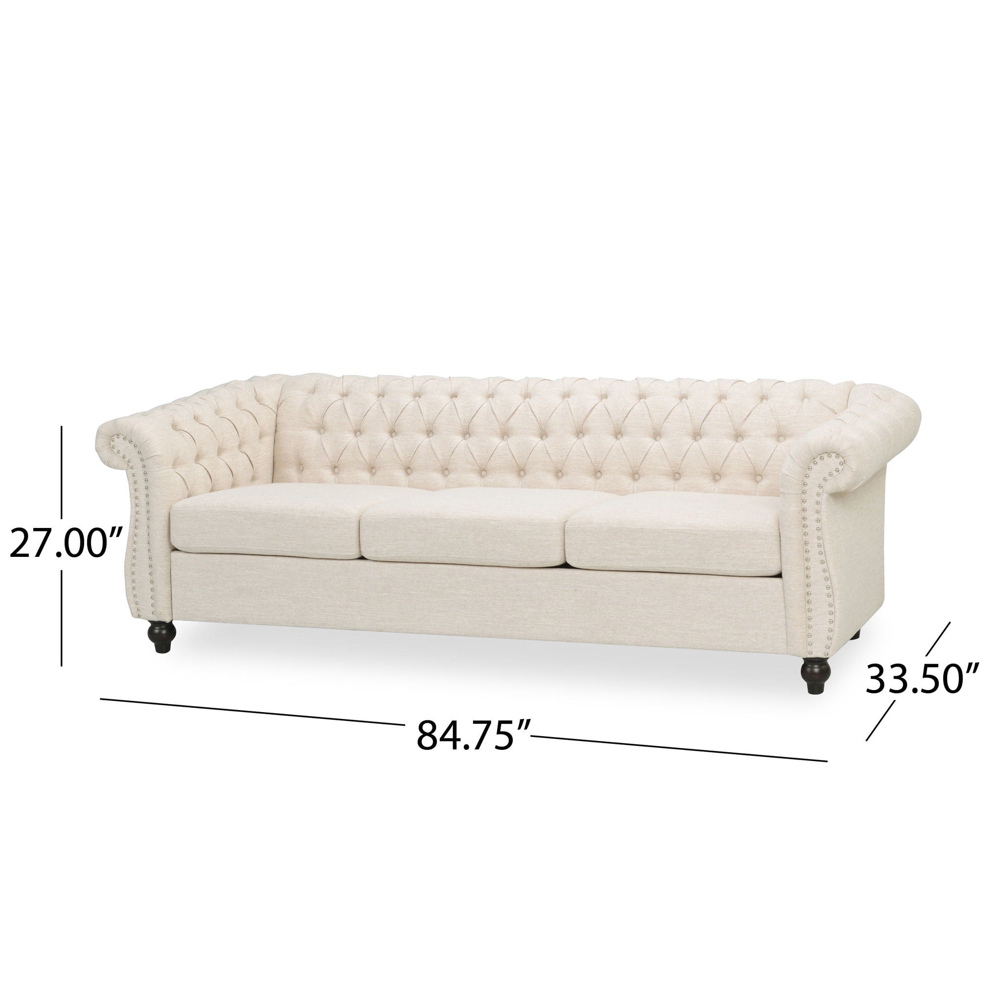 Chesterfield Style 3 Seater Sofa With Deep Button Tufting
