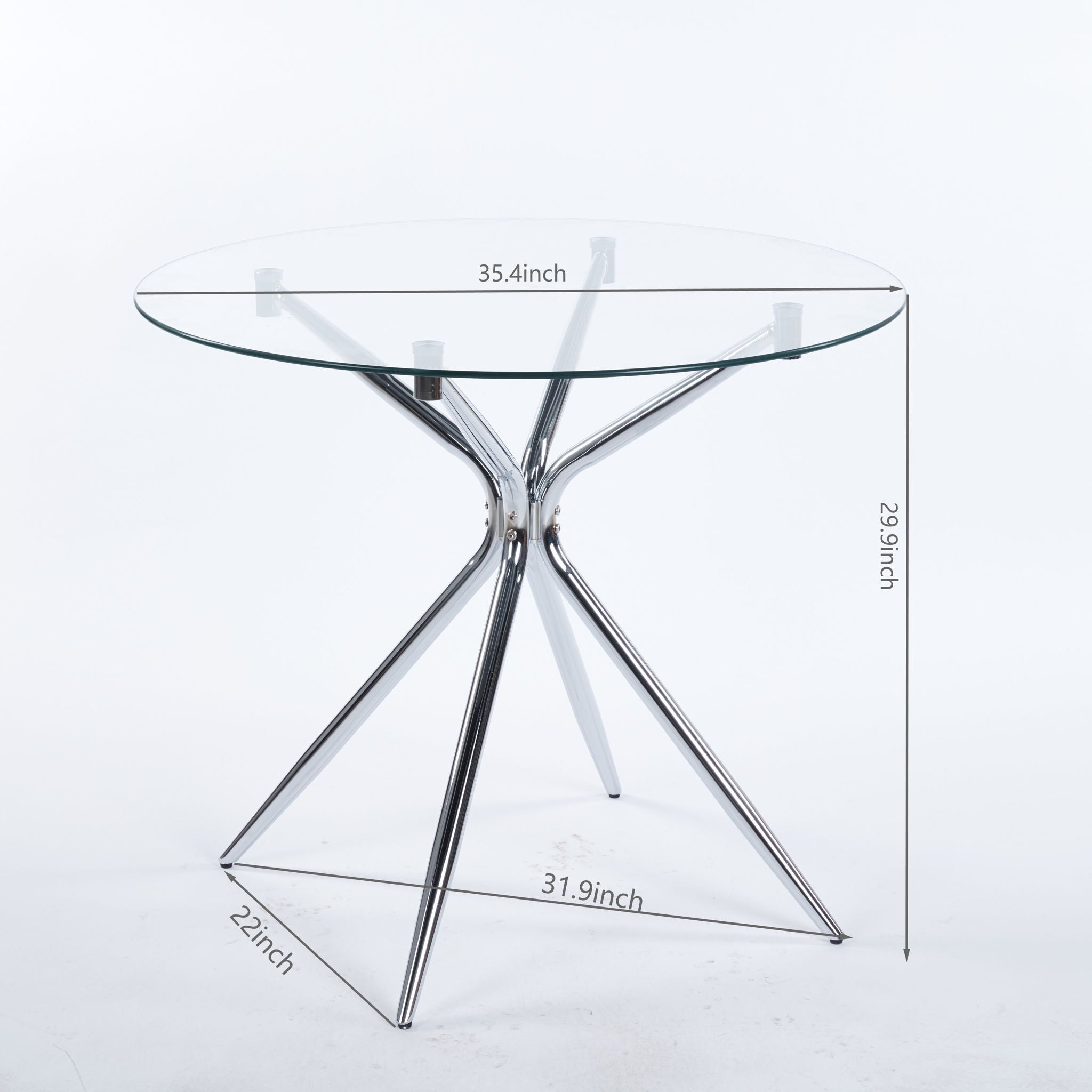 Compact Dining Table With Glass Top - Chrome