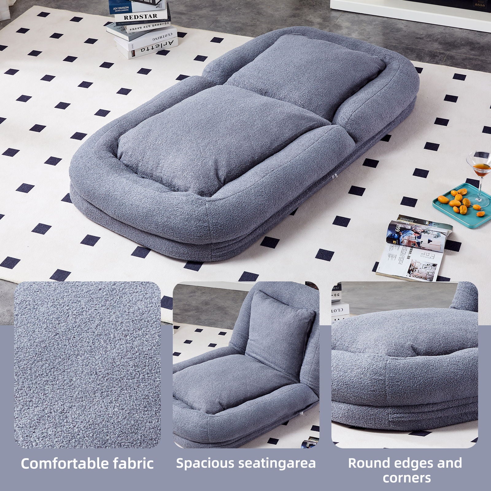 Contemporary Folding Sofa Chair With 5 Adjustable Positions For Gaming, Meditation, And Relaxation