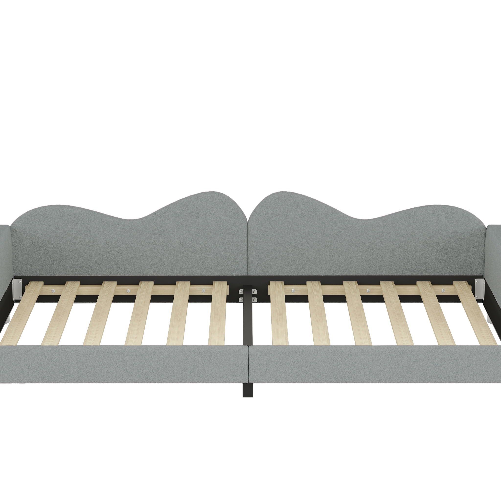 Upholstered Daybed, Sherpa Fabric Sofabed With Cloud-Shaped Backrest