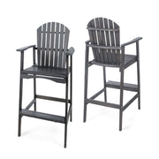 Outdoor Acacia Wood Adirondack Barstools (Set of 2)