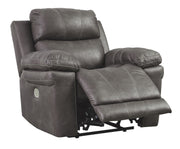 Ashley Furniture Erlangen - Dark Gray - Pwr Recliner/Adj Headrest | Meri Furniture