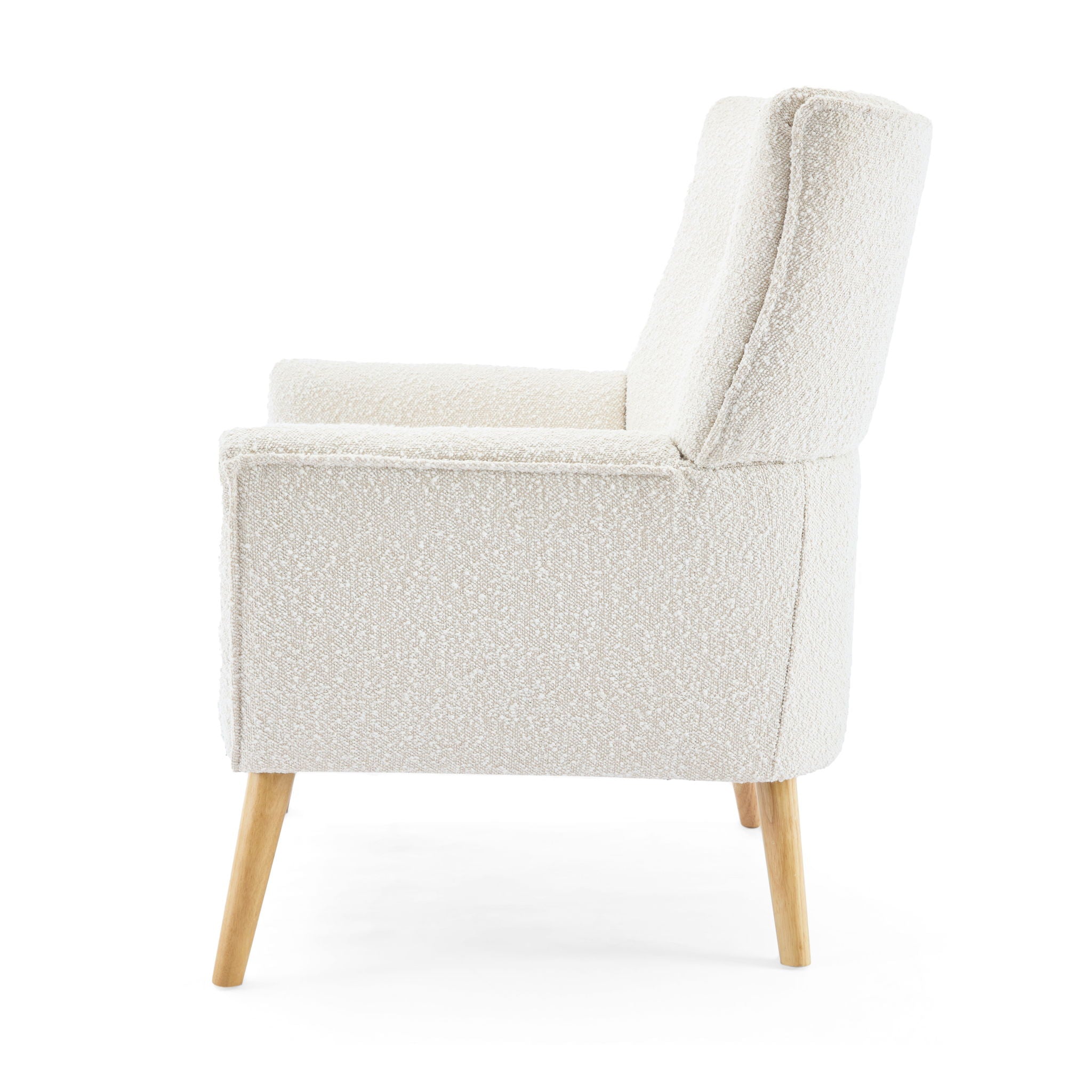 Ergonomic Accent Chair With Button Tufted Design And Rubber Wood Legs - Almond