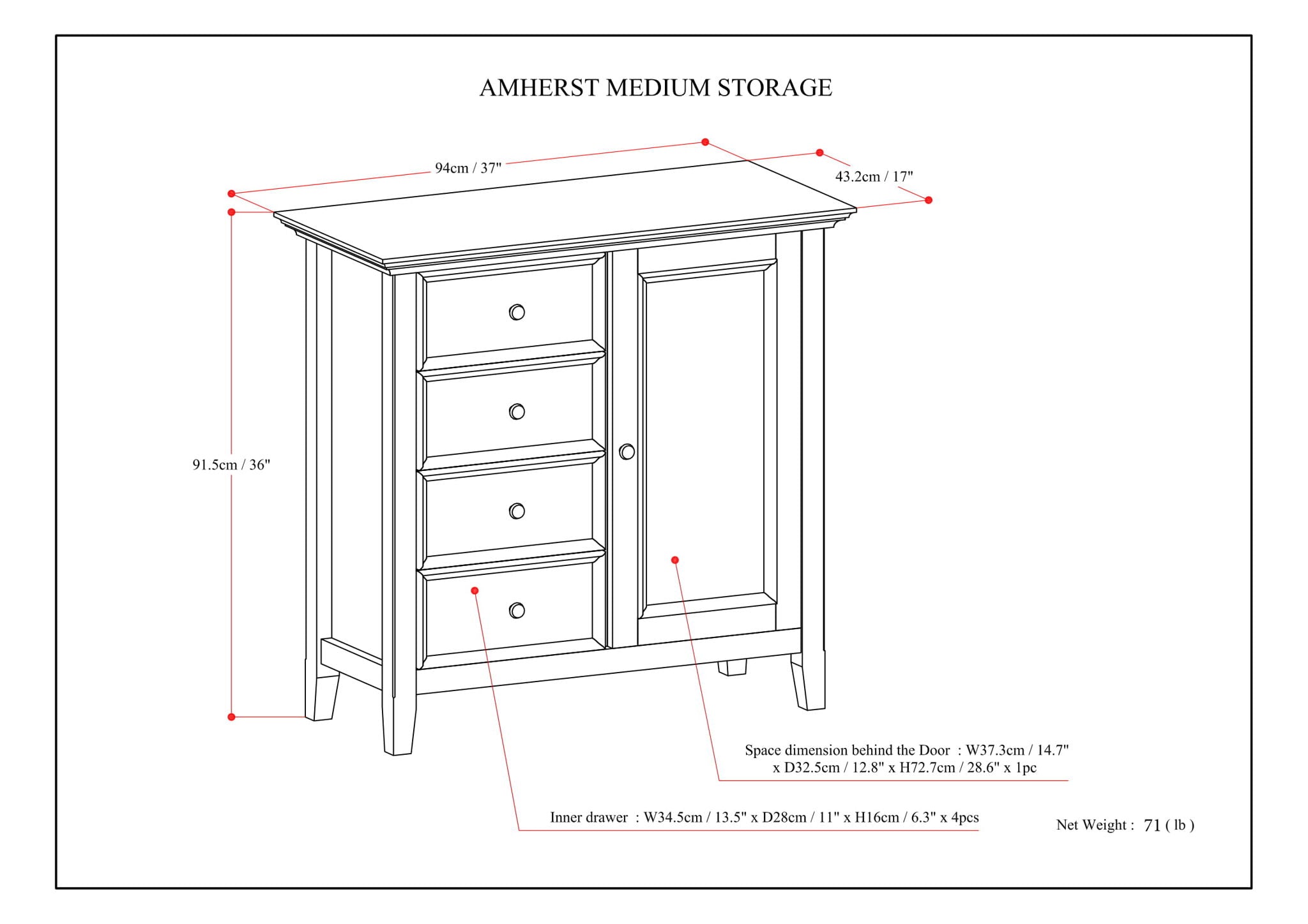 Amherst - Handcrafted Medium Storage Cabinet