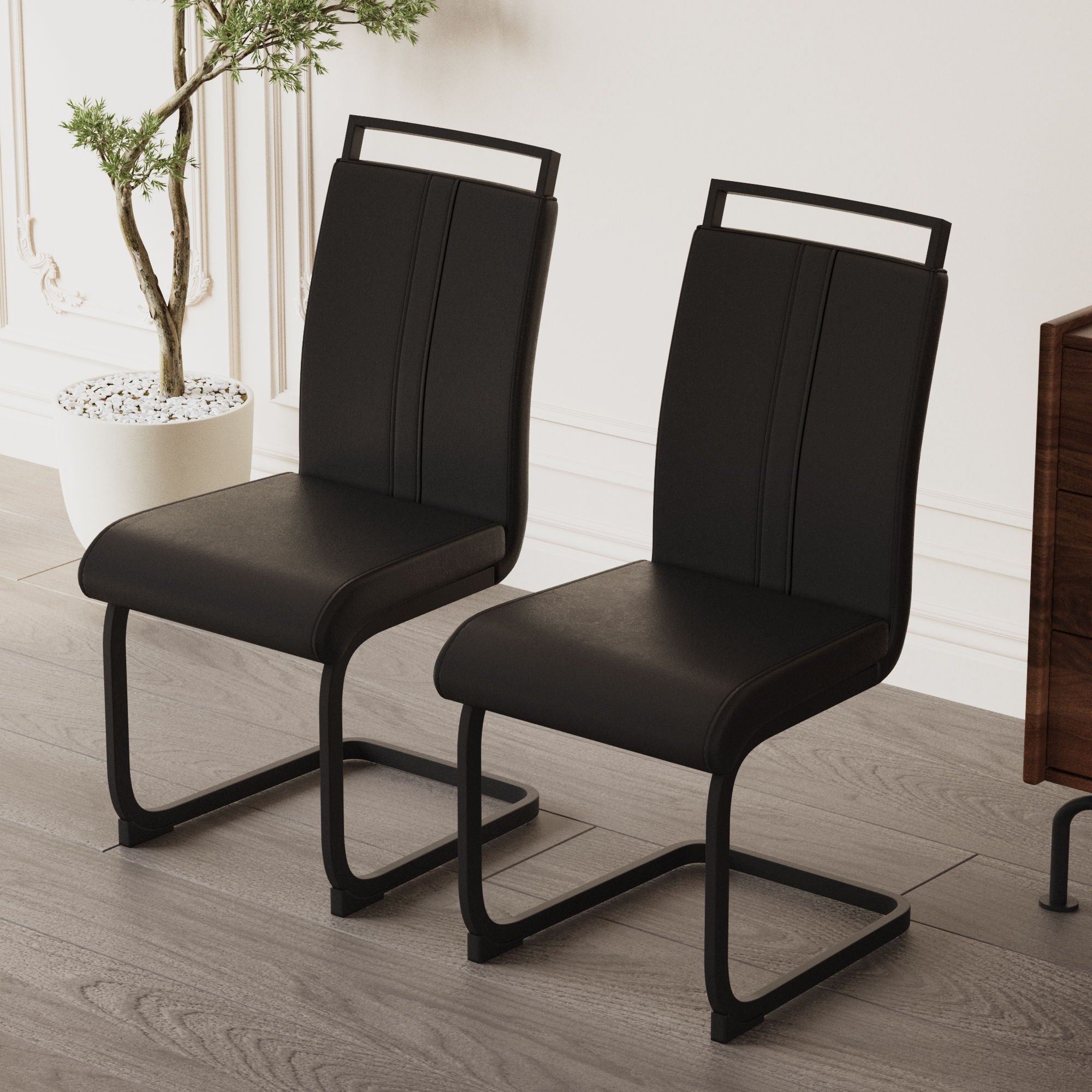 Modern Dining Chairs With High Back Upholstered Design Metal Legs