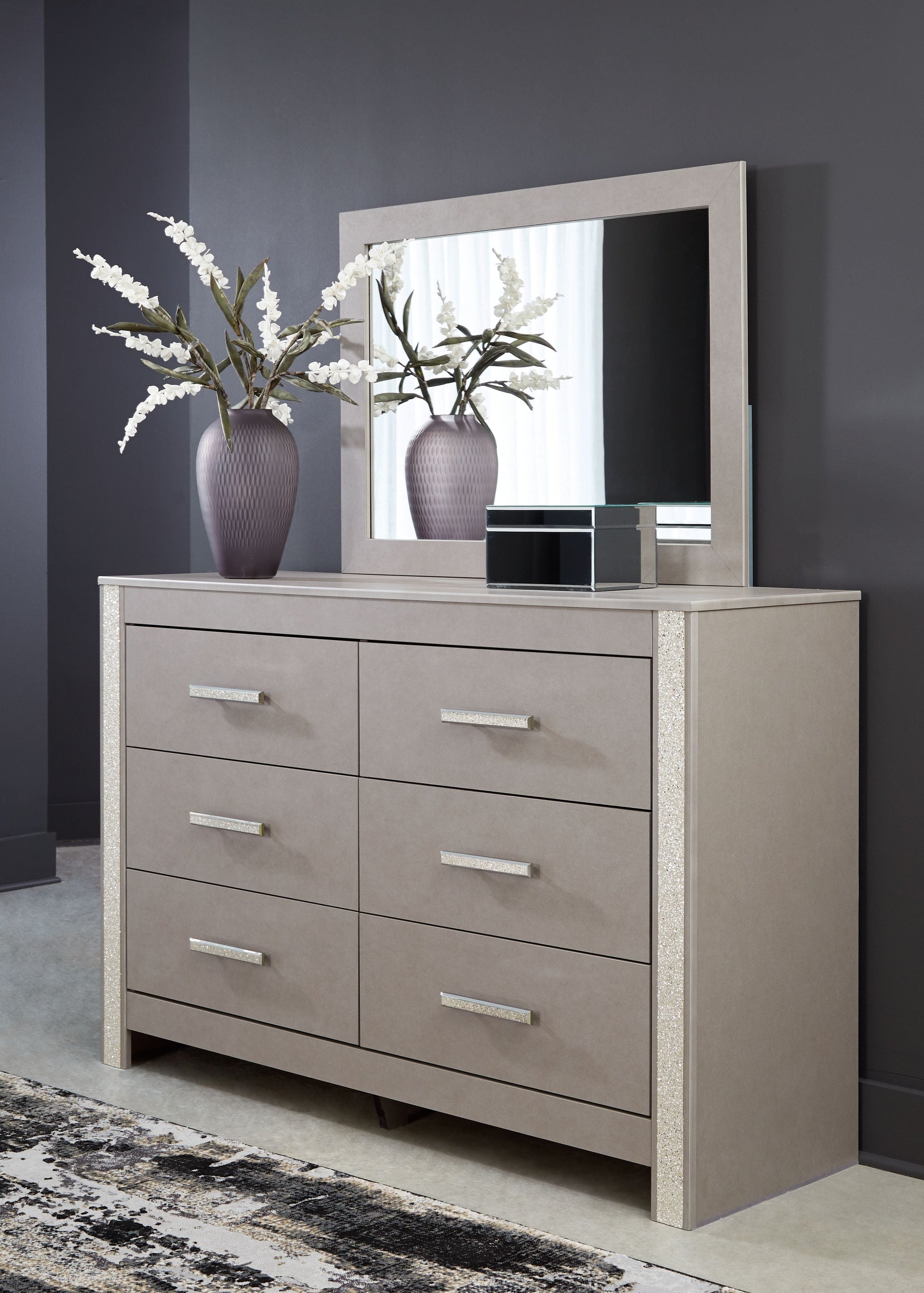 Signature Design by Ashley® Surancha - Gray - Dresser And Mirror | Meri Furniture