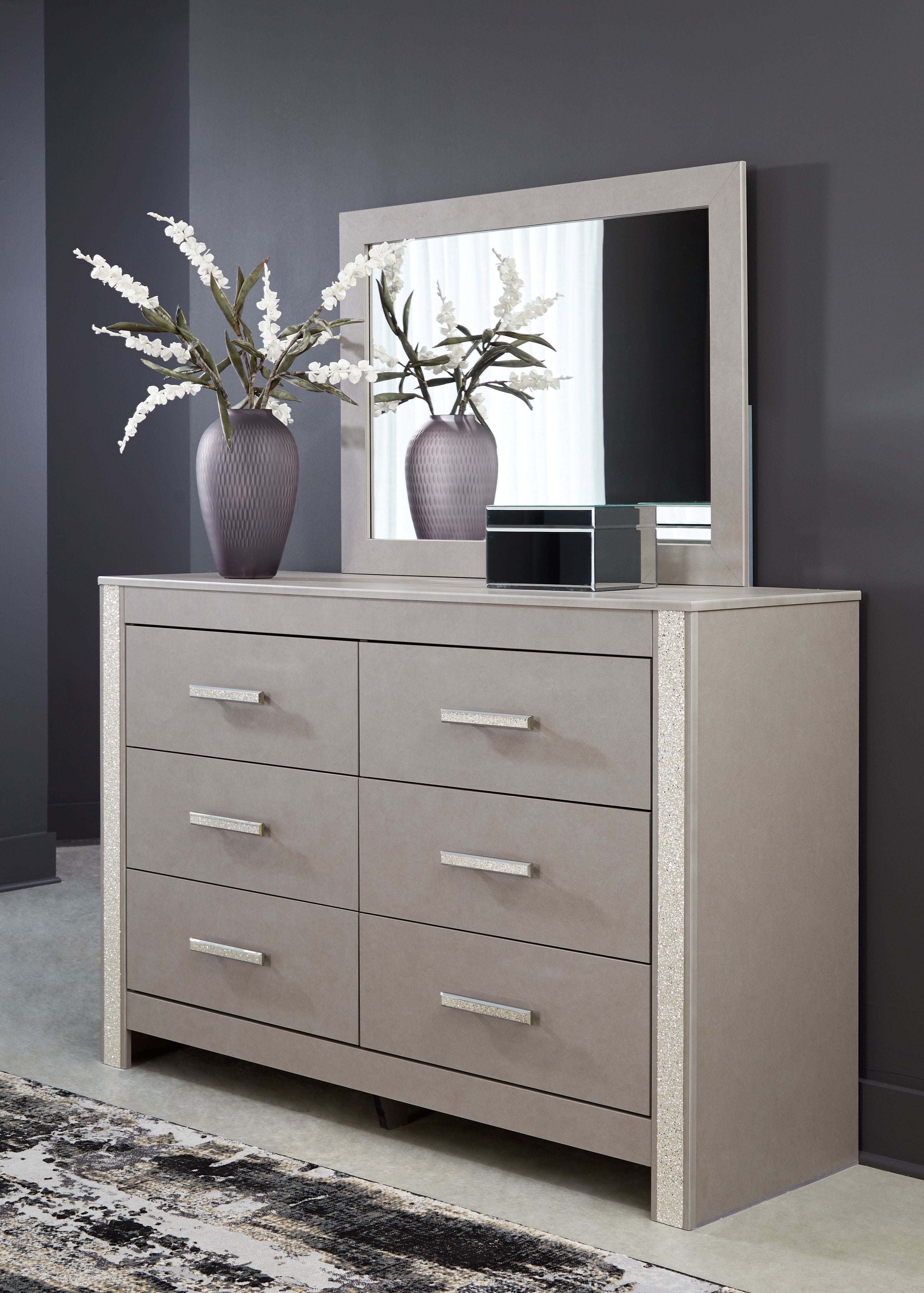 Signature Design by Ashley® Surancha - Gray - Dresser And Mirror | Meri Furniture