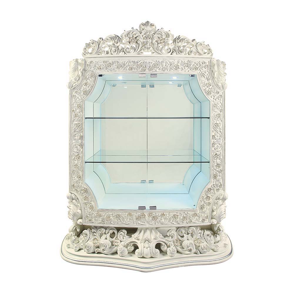 ACME Adara - Curio - Antique White Finish | Meri Furniture