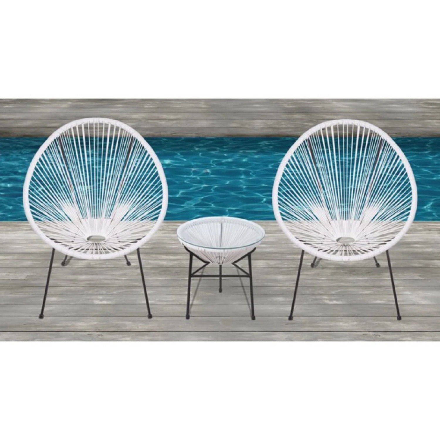 Outdoor Conversation Set With Ergonomic Lounge Chairs And Tempered Glass Table