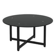 JWS Round Glass Coffee Table, Clear Coffee Table, Modern Side Center Tables For Living Room