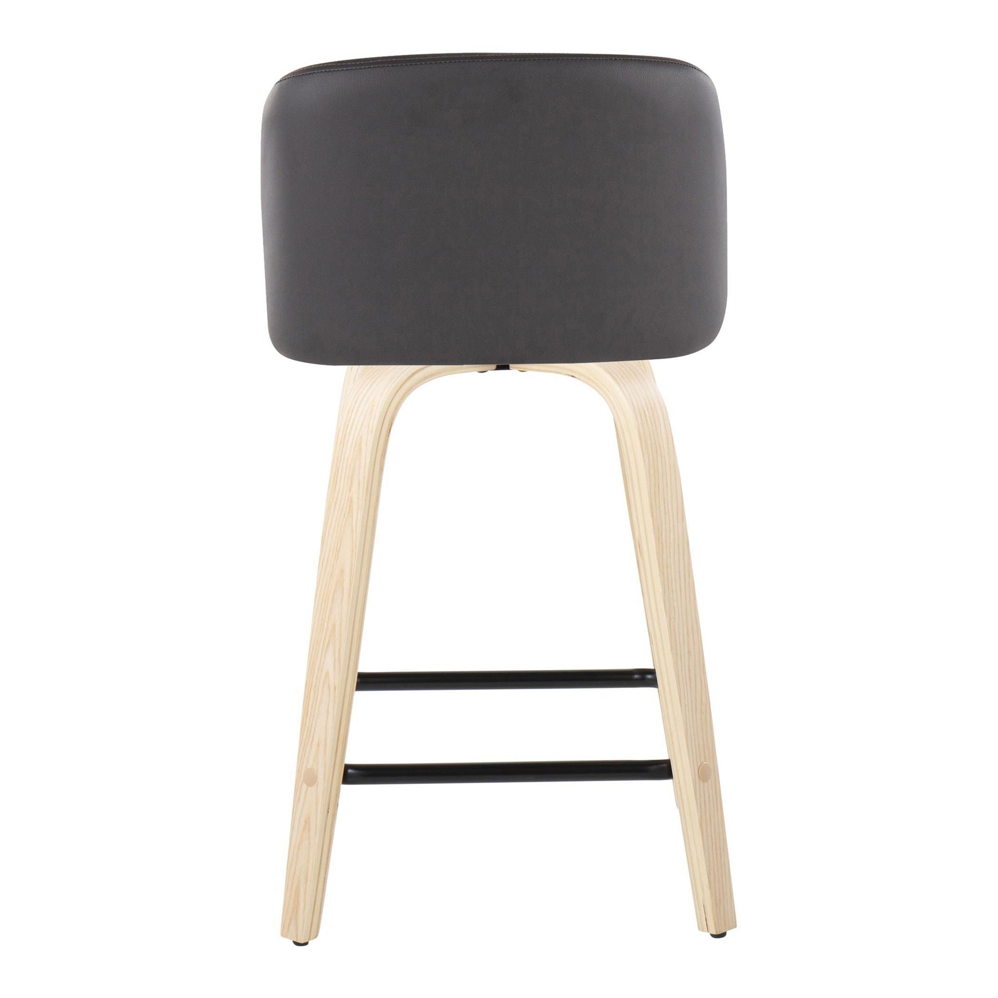 Toriano - Contemporary Modern Design Fixed Height Counter Stool With Swivel With Square Footrest (Set of 2)