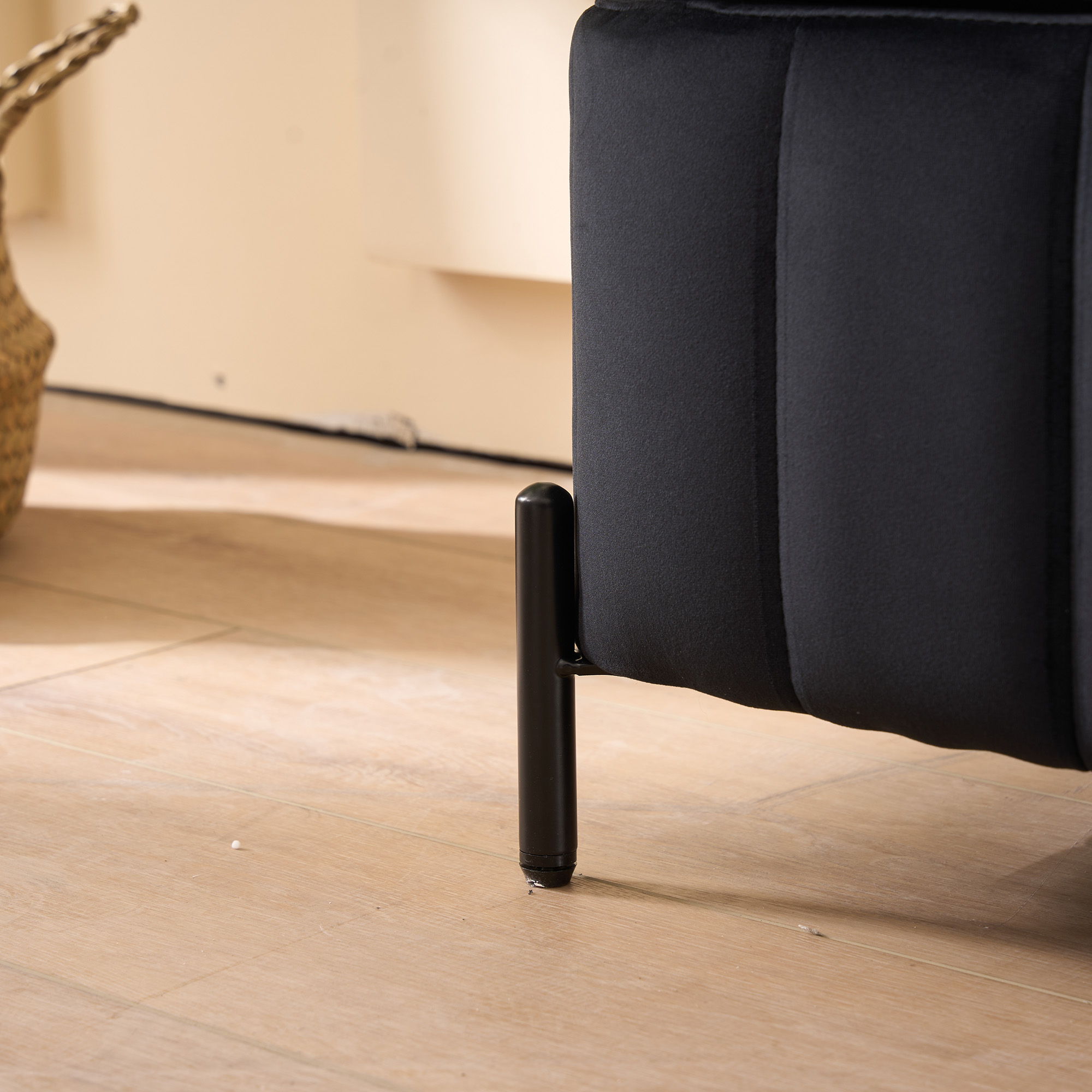 Wide Upholstered Velvet Storage Soft Bench Ottoman With Metal Legs