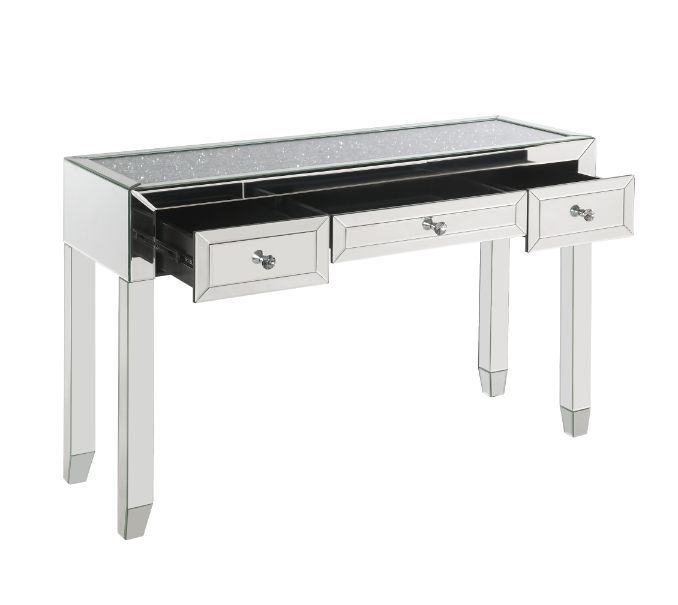 ACME Noralie - Writing Desk - Mirrored & Faux Diamonds - 32" | Meri Furniture