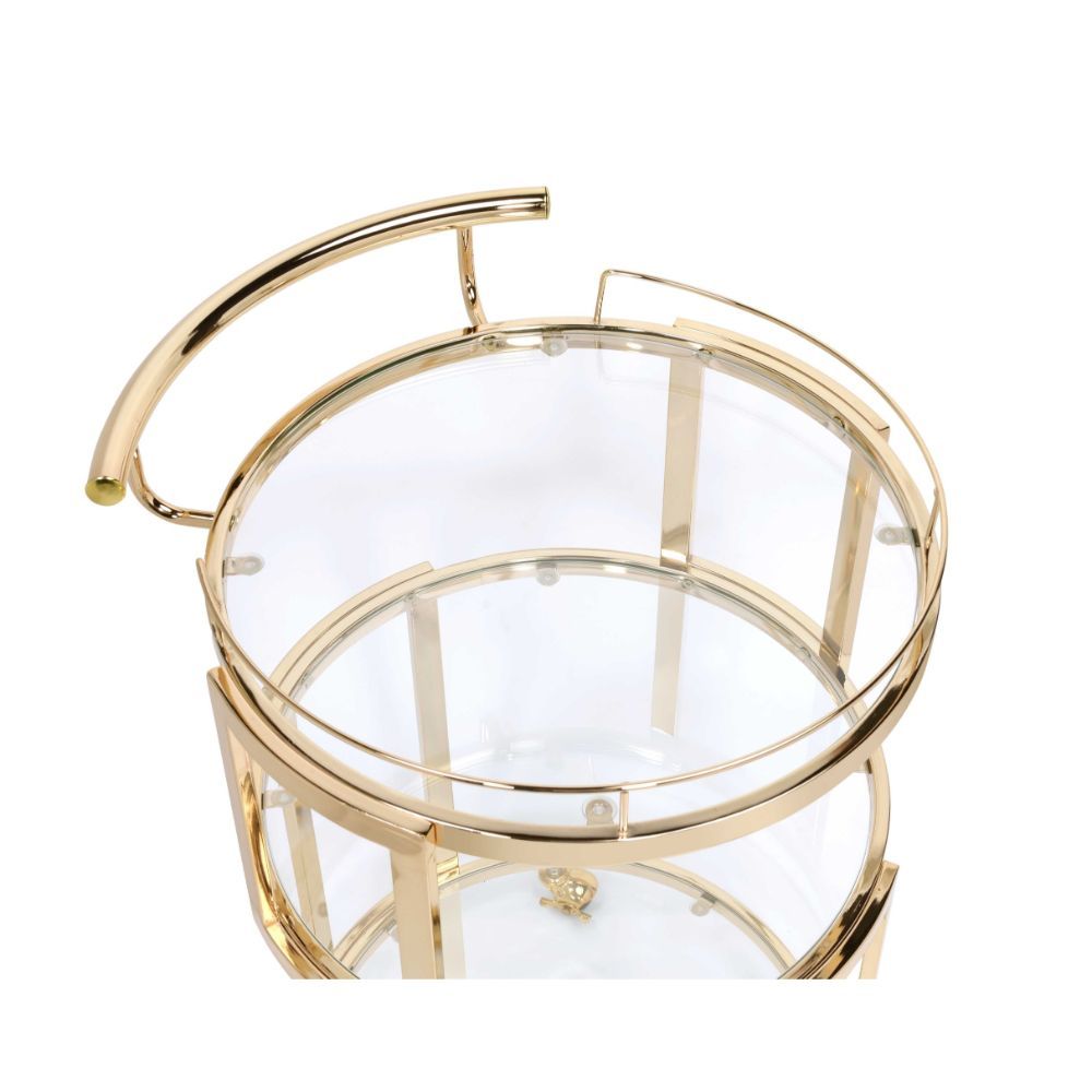 ACME Madelina - Serving Cart - Gold & Clear Glass | Meri Furniture