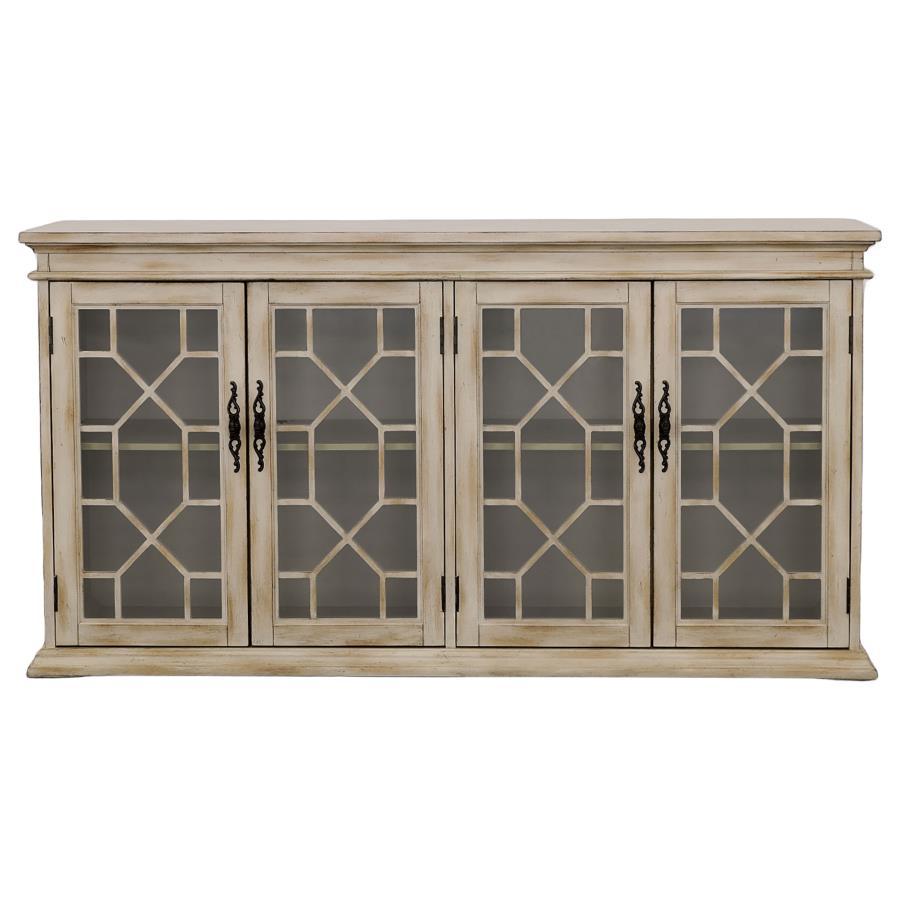 Coaster Fine Furniture Kiara - 4-Door Wood Lattice Storage Accent Cabinet | Meri Furniture