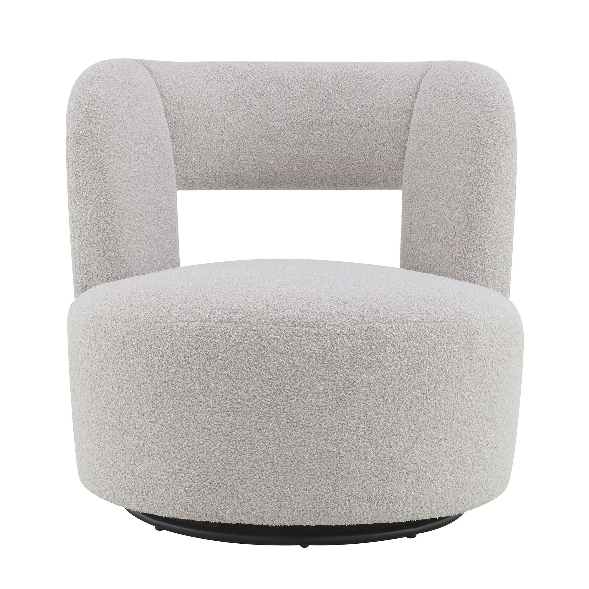 Swivel Comfy Round Barrel Chair With Soft Teddy Fabric For Living Room