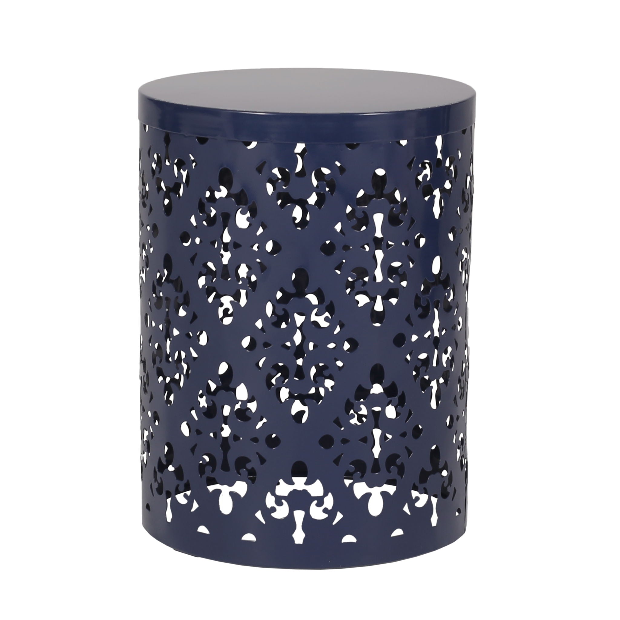 Modern Iron Cut Design End Table (Set of 2) - Navy Blue
