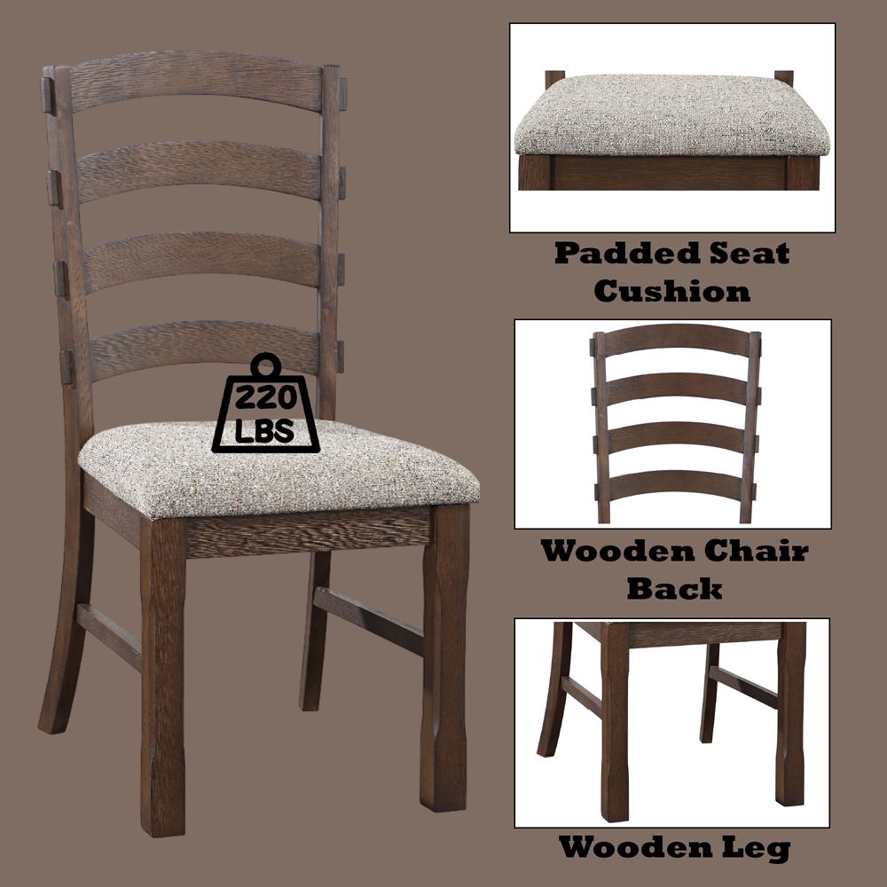 Pascaline - Side Chair Set of 2) - Gray Fabric, Rustic Brown & Oak