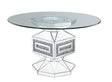 ACME Noralie - Dining Table - Clear Glass, Mirrored & Faux Diamonds - 30" | Meri Furniture