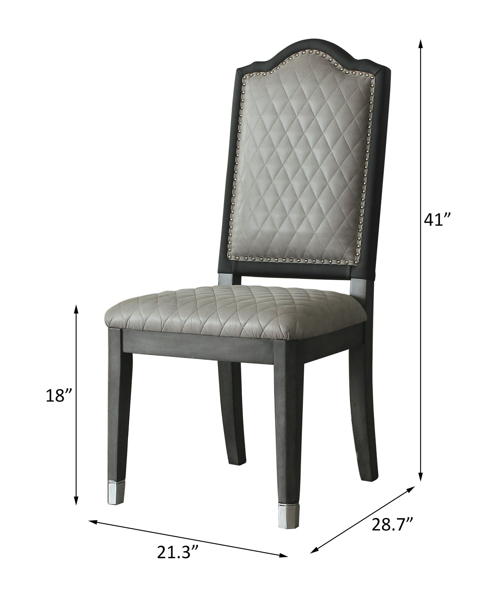 House Beatrice - Side Chair Set of 2) - Two Tone Gray Fabric & Charcoal